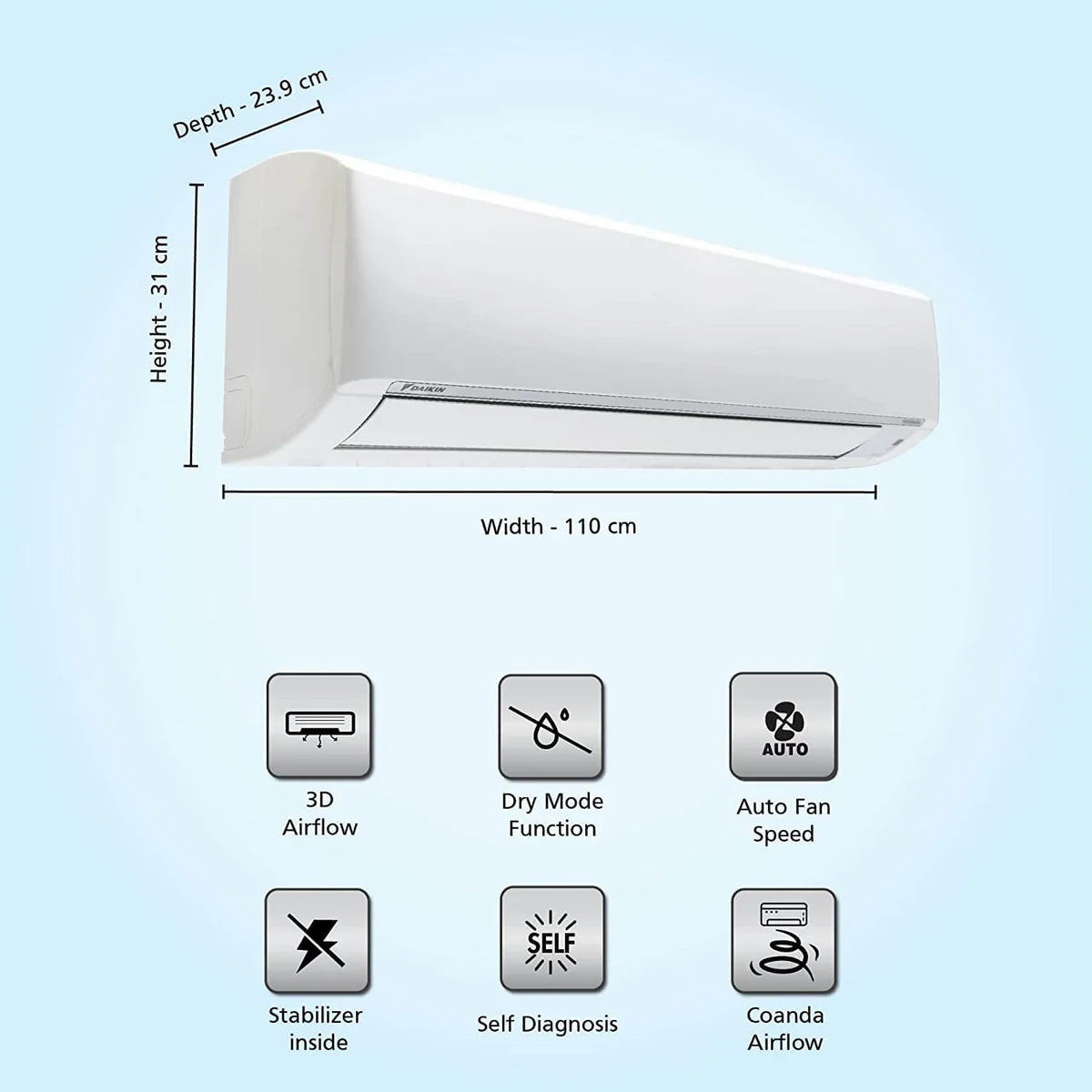 Daikin FTKL71UV16T 2.2 Ton 3 Star, Inverter Split AC Model