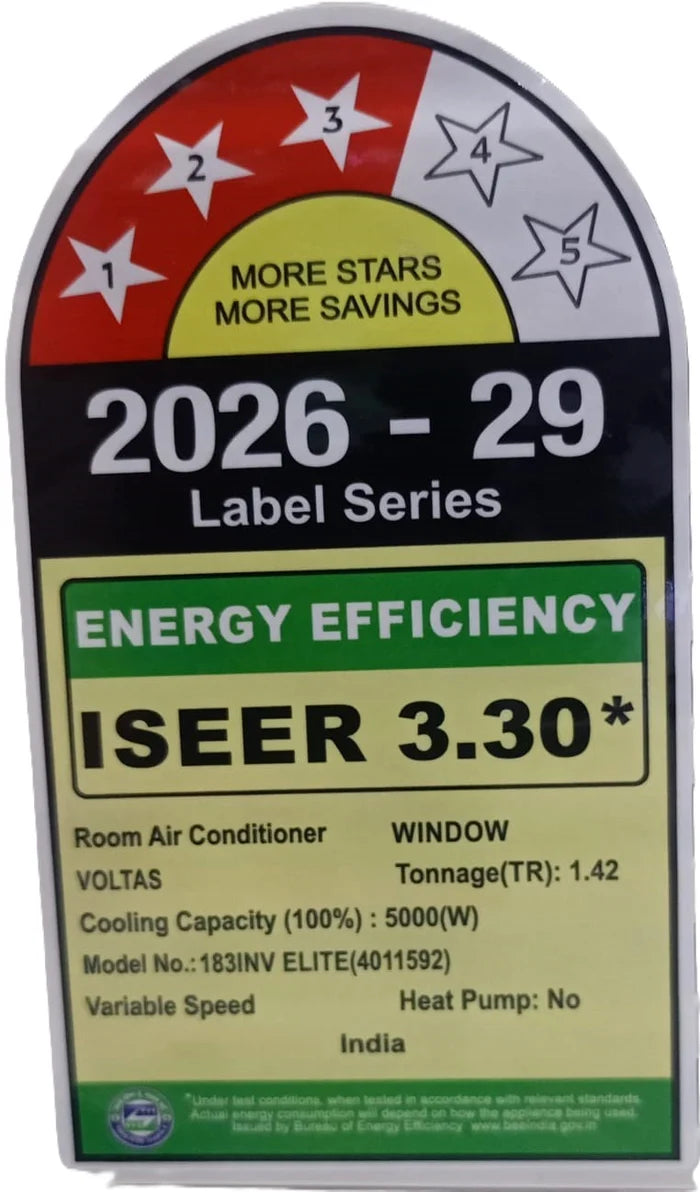 Voltas 183Inv Elite (2026 Series) 1.5 Ton 3 Star Inverter Window AC – Copper Condenser, Turbo Cooling, High Ambient Cooling up to 52°C, R32 Refrigerant