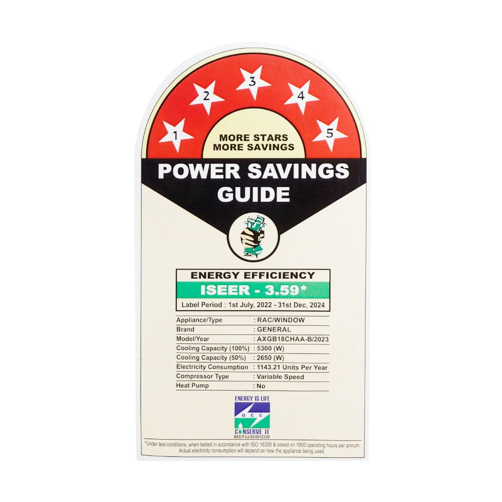 OGeneral 1.5 Ton 5 Star Inverter Window Air Conditioner- AXGB18CHAA-B