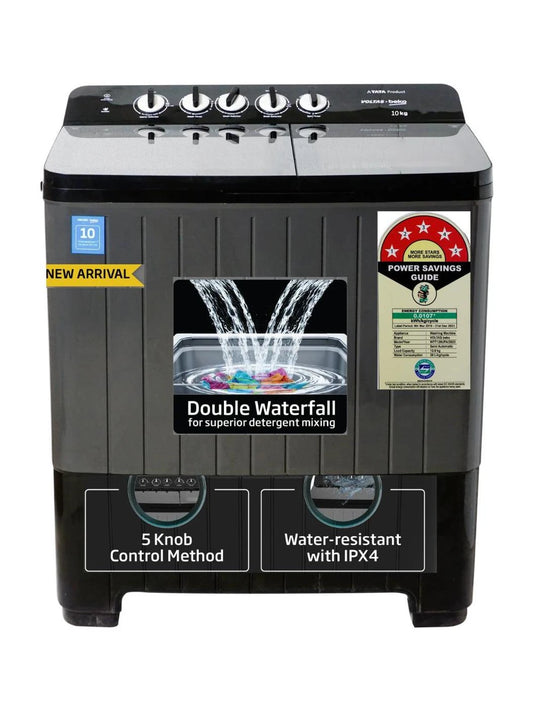 Voltas Beko 10 kg Semi Automatic Top Load Black, Grey (WTT100UPA/BKSS)