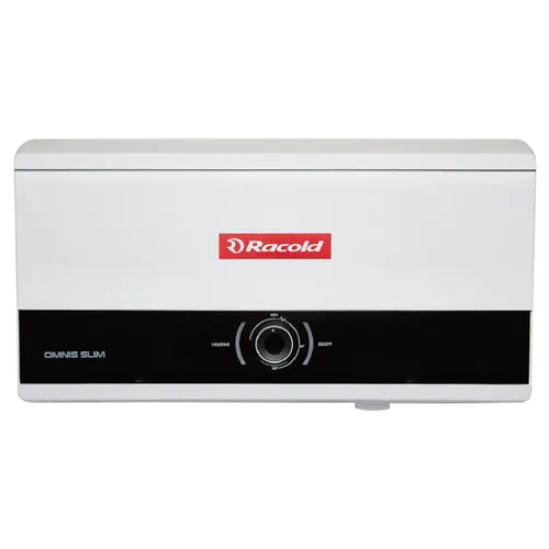 Racold Omnis Slim 15L Horizontal Storage Water Heater | Titanium Plus Technology | Shower Ready Indicator | Compact Design | 2.5KW Heating | High-Rise Compatible (White & Black)