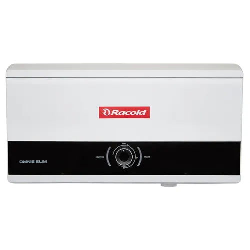 Racold Omnis Slim 25L Horizontal Storage Water Heater | Titanium Plus Technology | Shower Ready Indicator | Compact Design | 2.5KW Heating | High-Rise Compatible (White & Black)