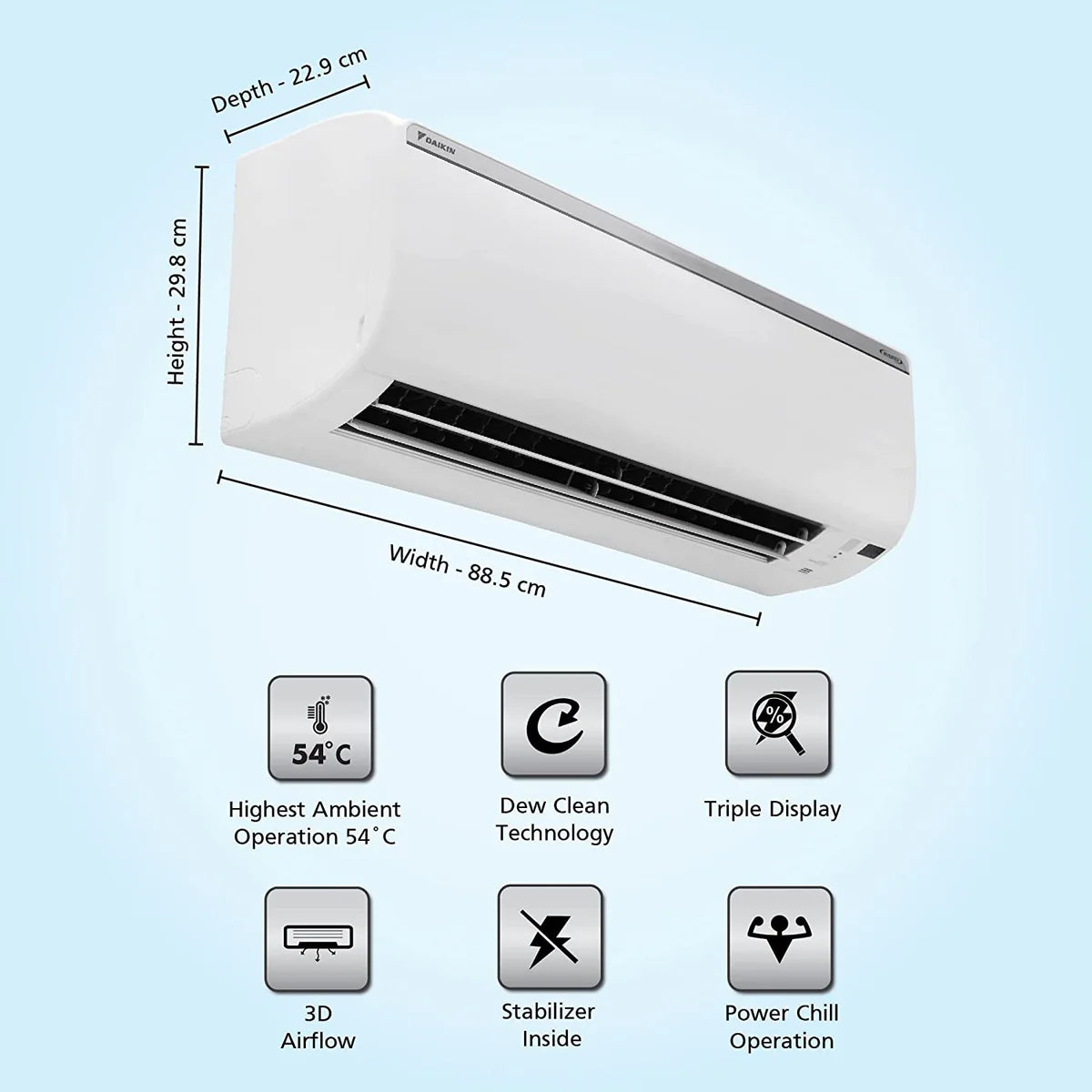 Daikin FTKL50UV16V 1.5 Ton 3 Star Inverter Split Ac , White