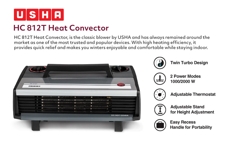 Usha 812T Fan-based Heater with Adjustable Height