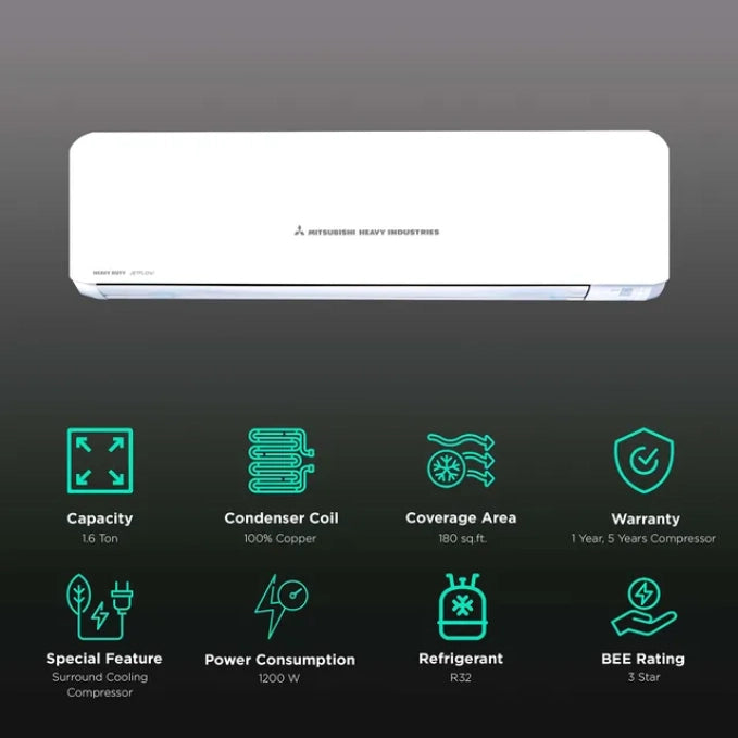 Mitsubishi Heavy 1.6 Ton 3 Star Inverter AC – (SRK20CXS-W6)(1.6 Ton, 3 Star)