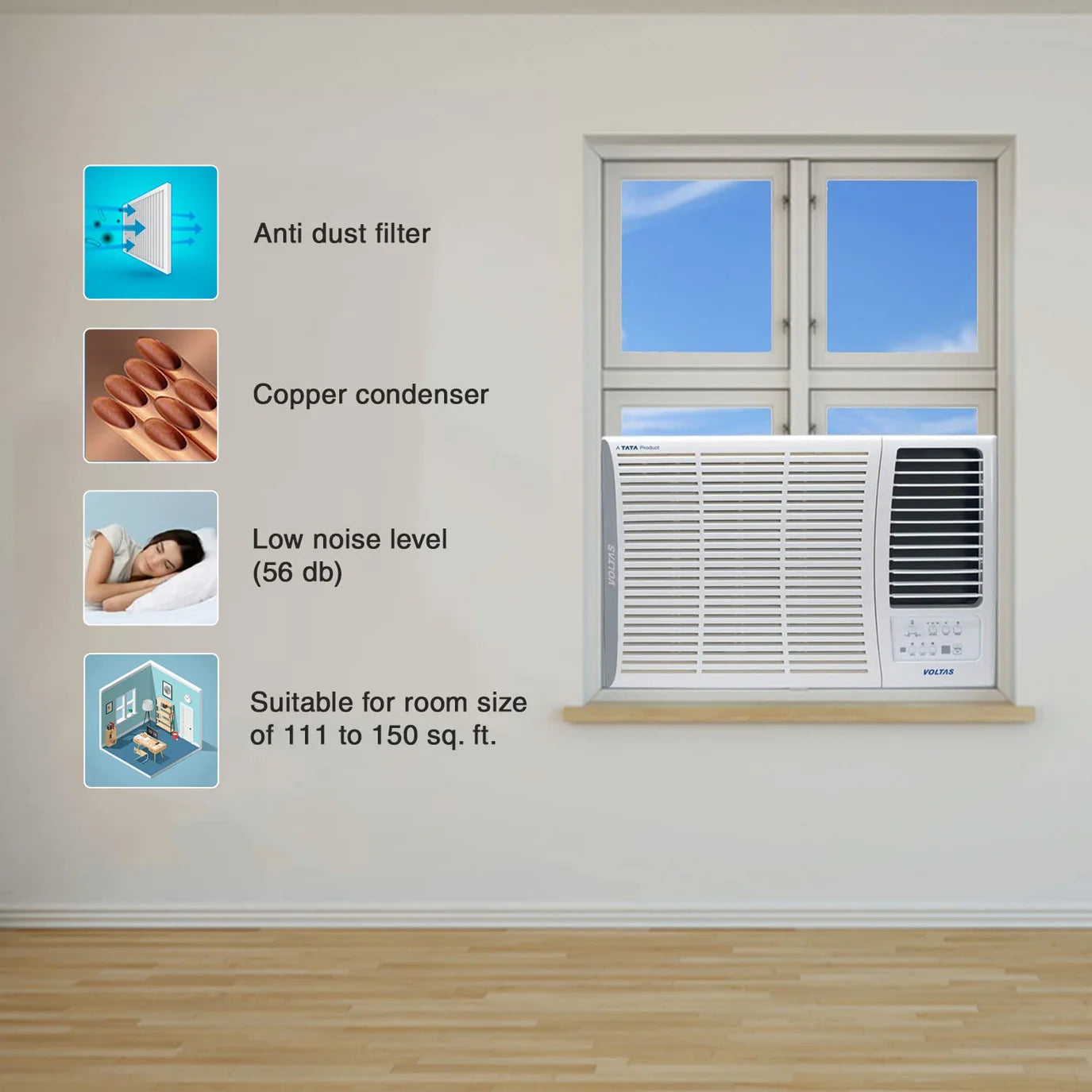 Voltas 1.5 Ton 5 Star Window Air Conditioner 185V Vertis Elite A